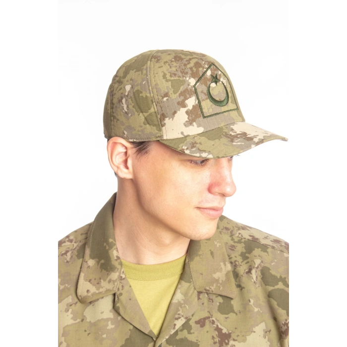 Kara Kuvvetleri Kamuflaj Renk Kokartli Fileli Nakis islemeli Arkasi Ayarlamali Astsubay Uzman Cavus Karaci Sapka Kep