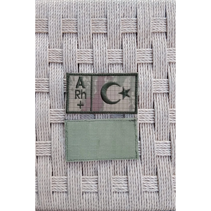 kara kuvvetleri kamuflaj renkli nakis islemeli A rh + kan gruplu arma patch pec
