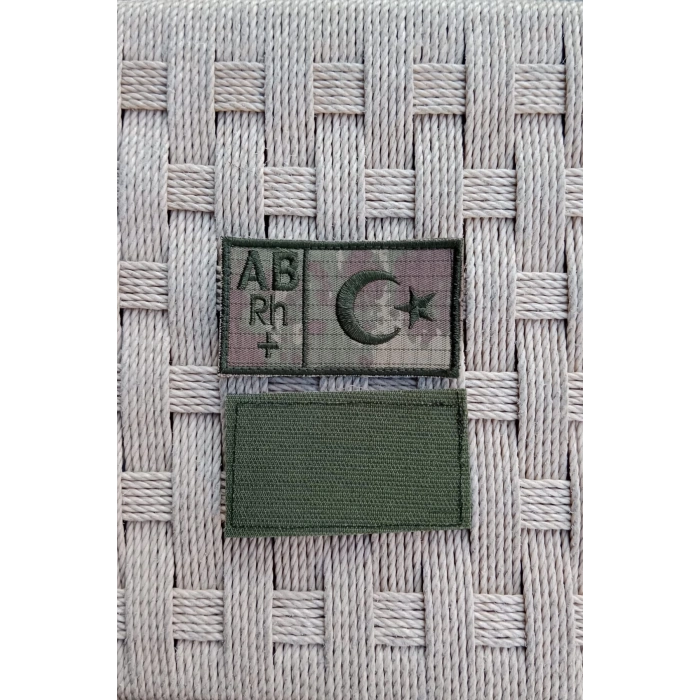kara kuvvetleri kamuflaj renkli nakis islemeli AB rh + kan gruplu pec arma patch