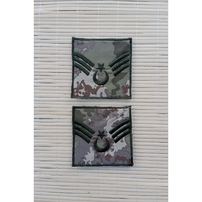 kara kuvvetleri kamuflaj renkli nakis islemeli astsubay kidemlicavus kol rutbesi