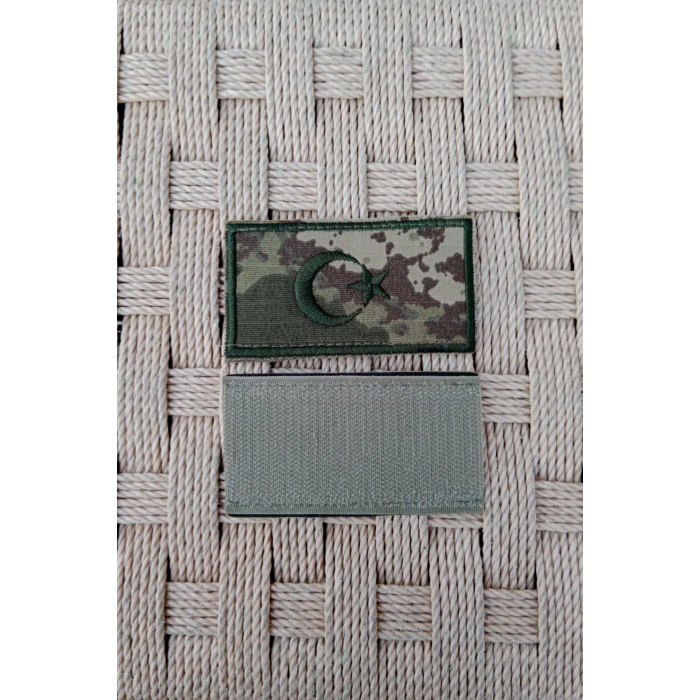 kara kuvvetleri kamuflaj renkli nakis islemeli ayyildiz bayrak arma patch pec