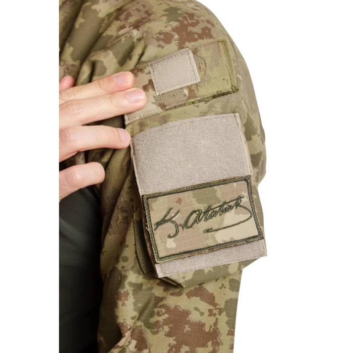 Kara Kuvvetleri Kamuflaj Renkli Uzun Kollu Taktik Likrali Operasyon Combat Tisort