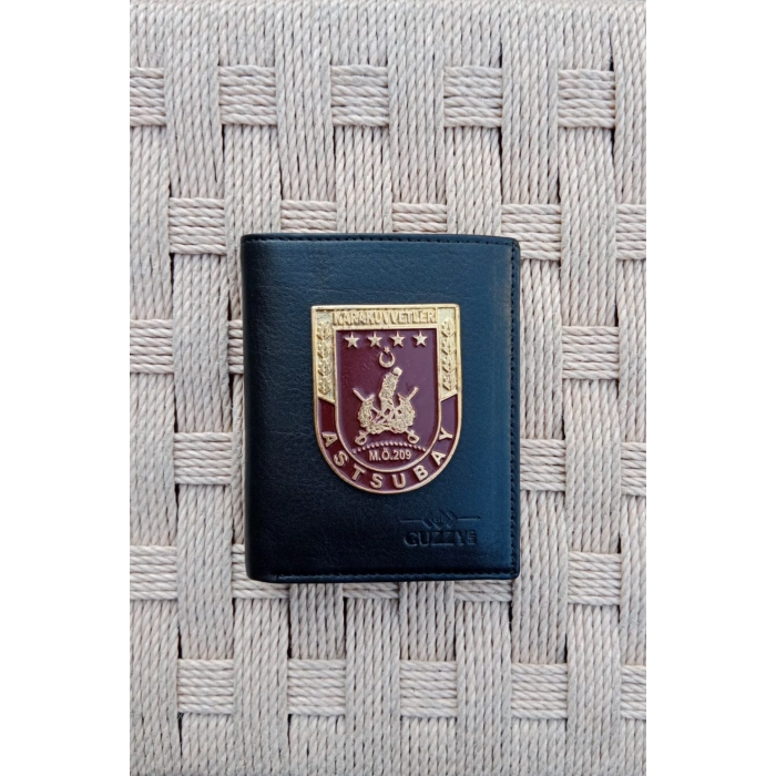 kara kuvvetleri m.o 209 astsubay yazili amblemli ozel tasarim hakiki deri rozetli cuzdan