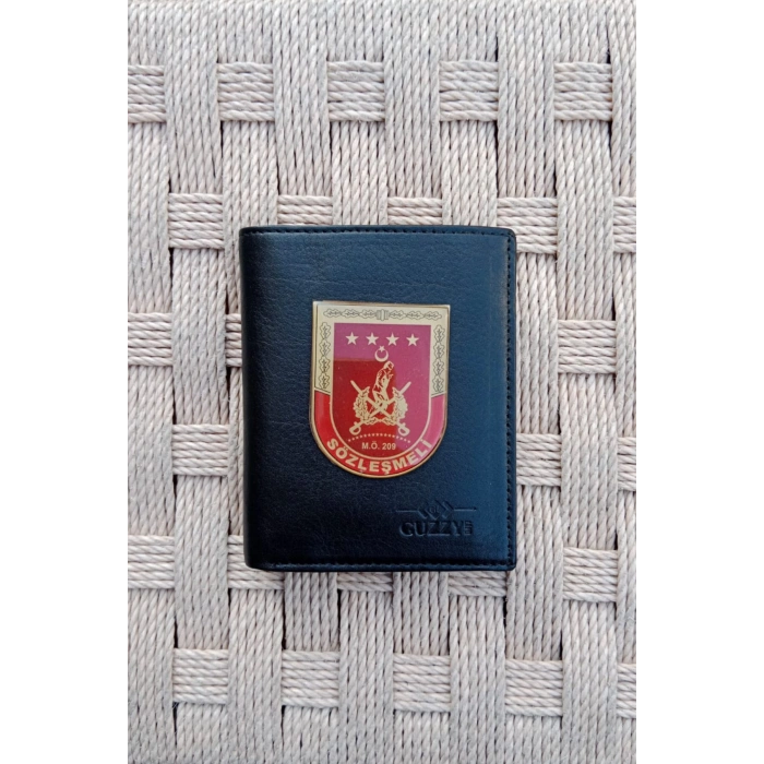 kara kuvvetleri m.o 209 sozlesmeli yazili amblemli ozel tasarim hakiki deri 3d plastik rozetli cuzdan