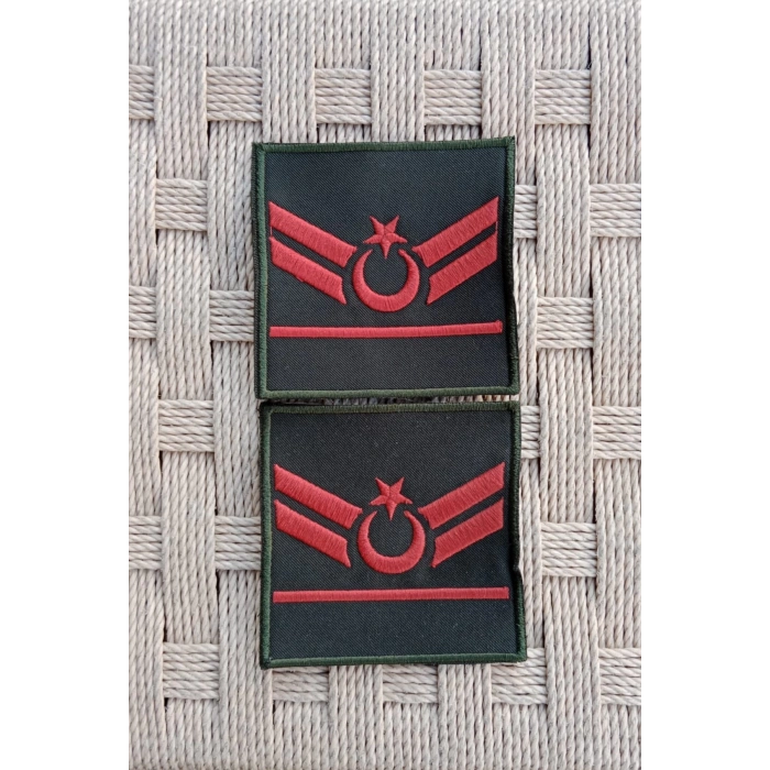 Kara Kuvvetleri Uzman Cavus 1 Kademe Yesil Renk Harici ve Dahili Bez Nakis Kol Rutbe