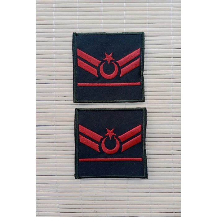 Kara Kuvvetleri Uzman Cavus 1 Kademe Yesil Renk Harici ve Dahili Bez Nakis Kol Rutbe