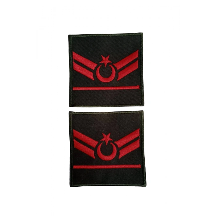 Kara Kuvvetleri Uzman Cavus 1 Kademe Yesil Renk Harici ve Dahili Bez Nakis Kol Rutbe