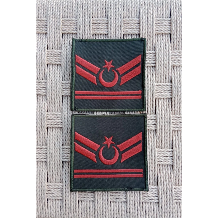 Kara Kuvvetleri Uzman Cavus 2 Kademe Yesil Renk Harici ve Dahili Bez Nakis Kol Rutbe