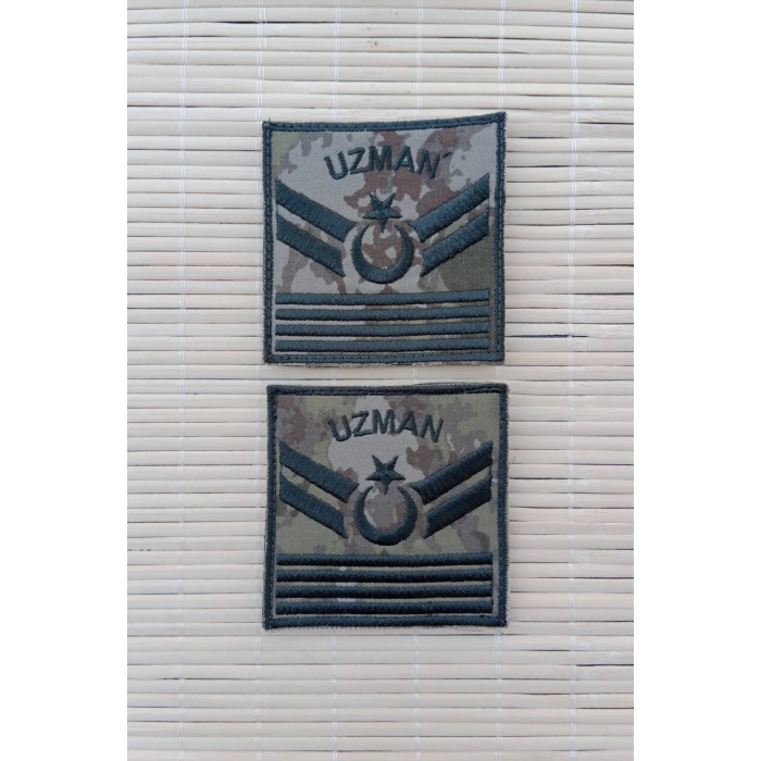 Kara Kuvvetleri Uzman Cavus 4 Kademe Kamuflaj Renkli Nakis Kol Rutbe