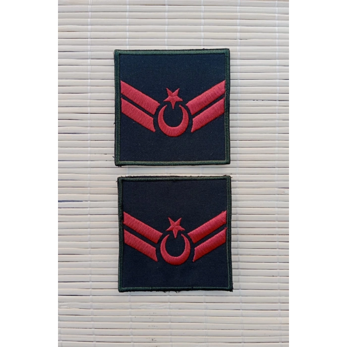 Kara Kuvvetleri Uzman Cavus Yesil Renk Harici ve Dahili Bez Nakis Kol Rutbe