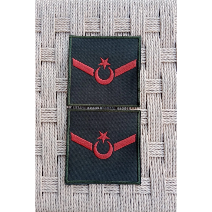 Kara Kuvvetleri Uzman Onbasi Yesil Renk Harici ve Dahili Bez Nakis Kol Rutbe