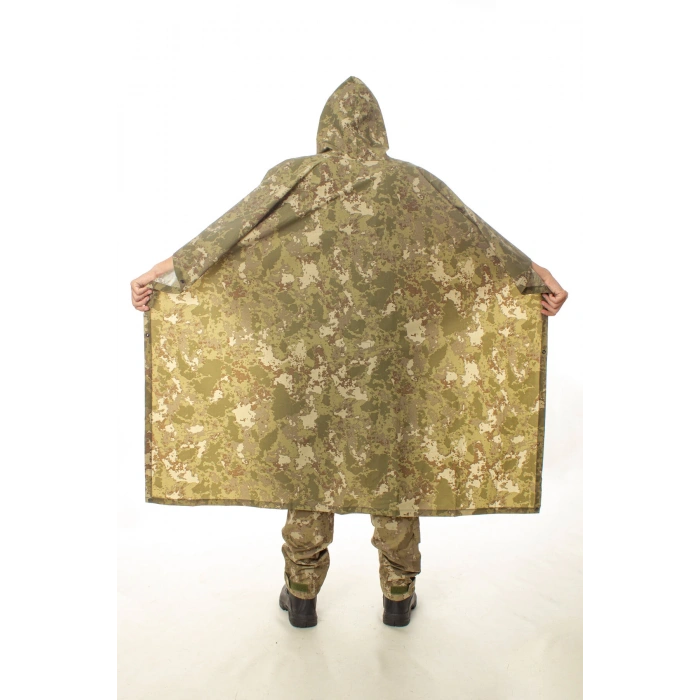 kara kuvvetleri yeni kamuflaj renkli kapusonlu citcitli mumlu hafif su gecirmez yagmurluk askeri panco