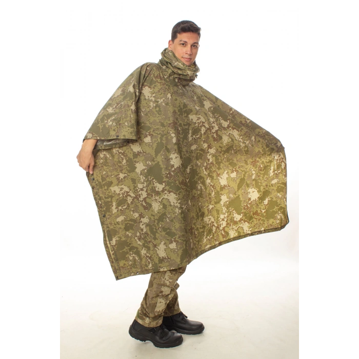 kara kuvvetleri yeni kamuflaj renkli kapusonlu citcitli mumlu hafif su gecirmez yagmurluk askeri panco