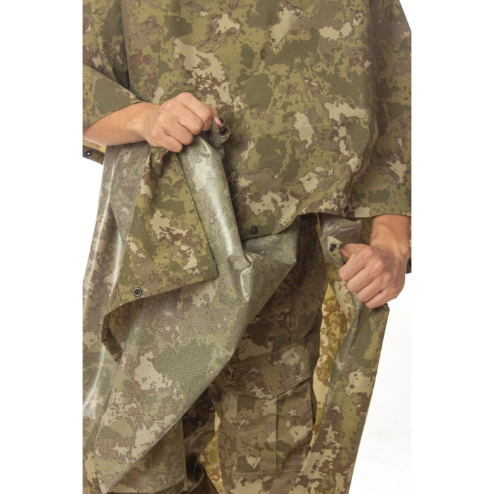 kara kuvvetleri yeni kamuflaj renkli kapusonlu citcitli mumlu hafif su gecirmez yagmurluk askeri panco