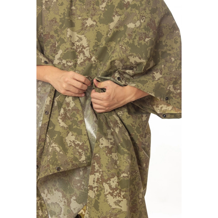 kara kuvvetleri yeni kamuflaj renkli kapusonlu citcitli mumlu hafif su gecirmez yagmurluk askeri panco