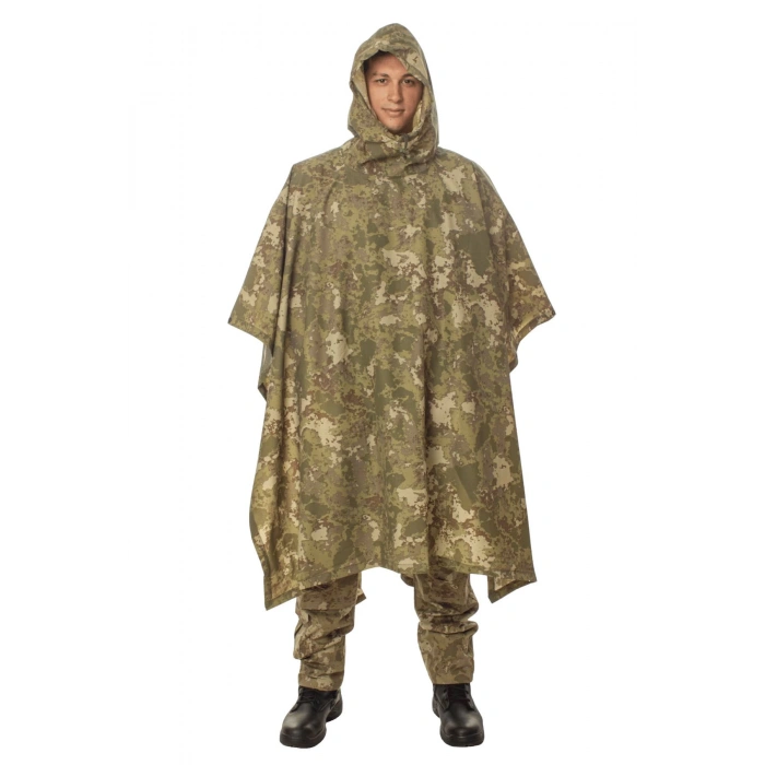 kara kuvvetleri yeni kamuflaj renkli kapusonlu citcitli mumlu hafif su gecirmez yagmurluk askeri panco