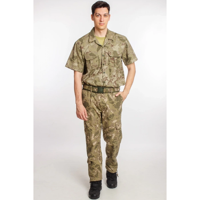 Kara Kuvvetleri Yeni Kamuflaj Renkli Kargo Cepli Taktik Pantolon Kisa Kollu Taktik Gomlek Alt ust Takim Short Sleeve Camouflage