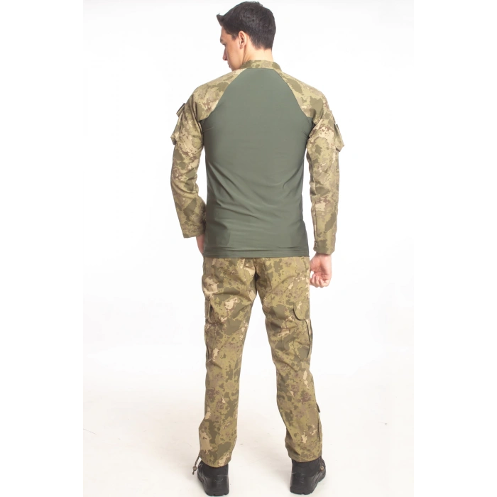 kara kuvvetleri yeni kamuflaj renkli kargo cepli taktik pantolon uzun kollu likrali combat t shirt