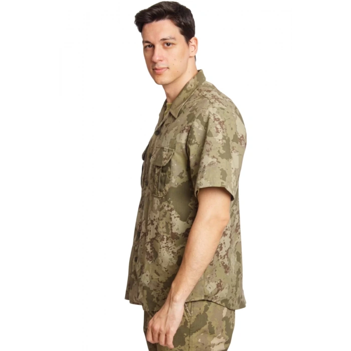 Kara Kuvvetleri Yeni Kamuflaj Renkli Kisa Kollu Taktik Gomlek Short Sleeve Camouflage