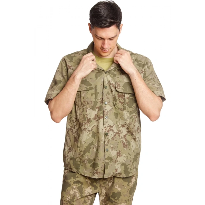 Kara Kuvvetleri Yeni Kamuflaj Renkli Kisa Kollu Taktik Gomlek Short Sleeve Camouflage