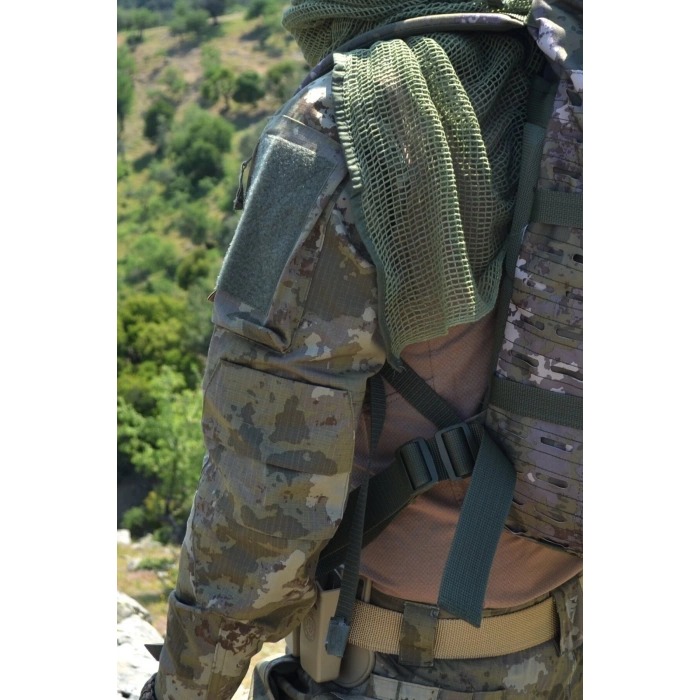 kara kuvvetleri yeni kamuflaj renkli uzun kollu 4 cepli bato yaka ceyrek fermuarli operasyon taktik combat tisort