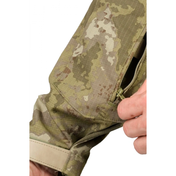 kara kuvvetleri yeni kamuflaj renkli uzun kollu 4 cepli bato yaka ceyrek fermuarli operasyon taktik combat tisort