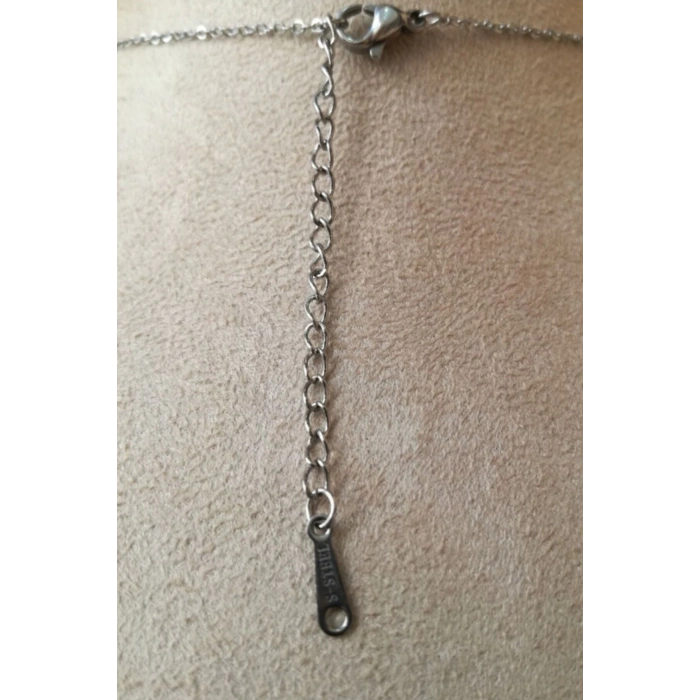 kelebekli tasarim ince silver zincirli gumus renkli kaliteli paslanmaz celik kolye stainless stell