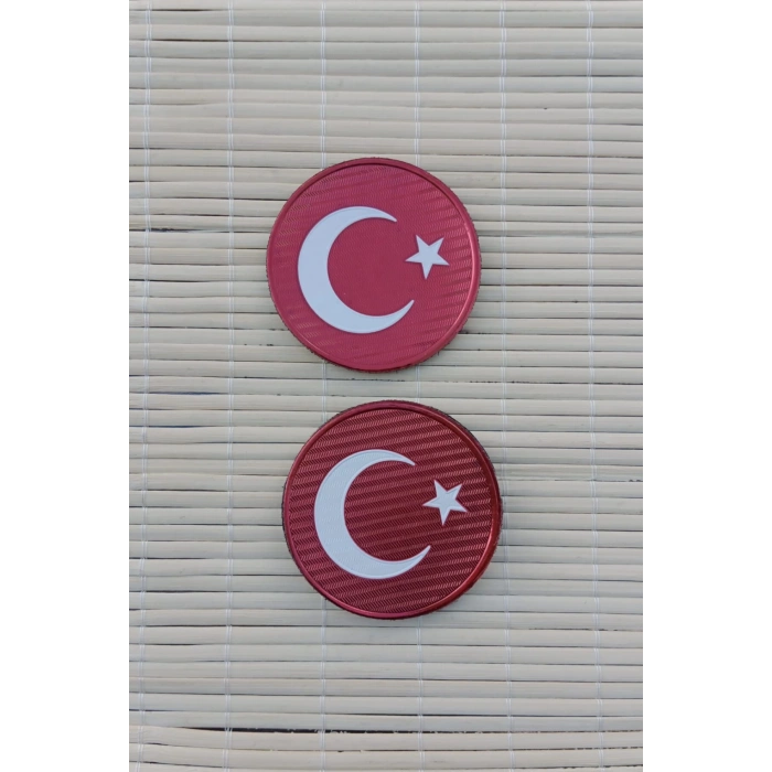 kirmizi ayyildiz bayrakli tpu 3d termoplastik yuvarlak kirmizi zemin arma pec patch