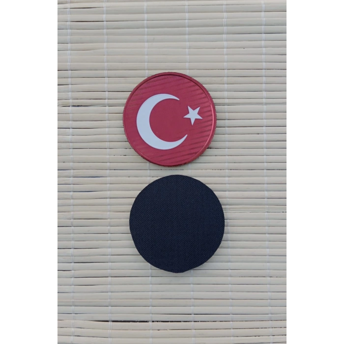 kirmizi ayyildiz bayrakli tpu 3d termoplastik yuvarlak kirmizi zemin arma pec patch
