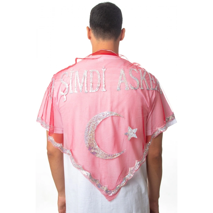 Kirmizi Beyaz Ayyildiz O Simdi Asker Yazili Pul islemeli Asker Ugurlama Sali