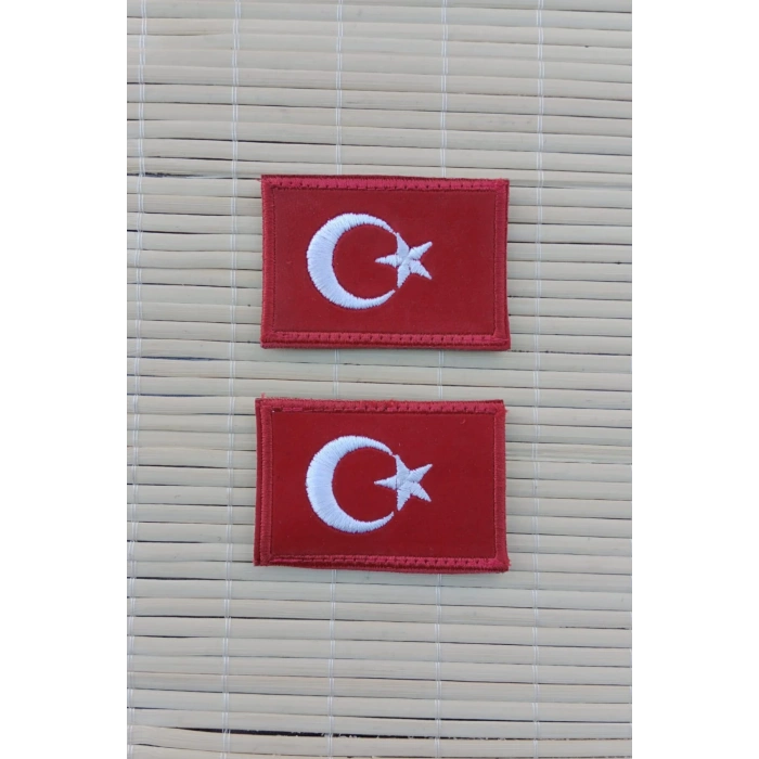 kirmizi kadife zemin ayyildiz nakis islemeli pec arma patch