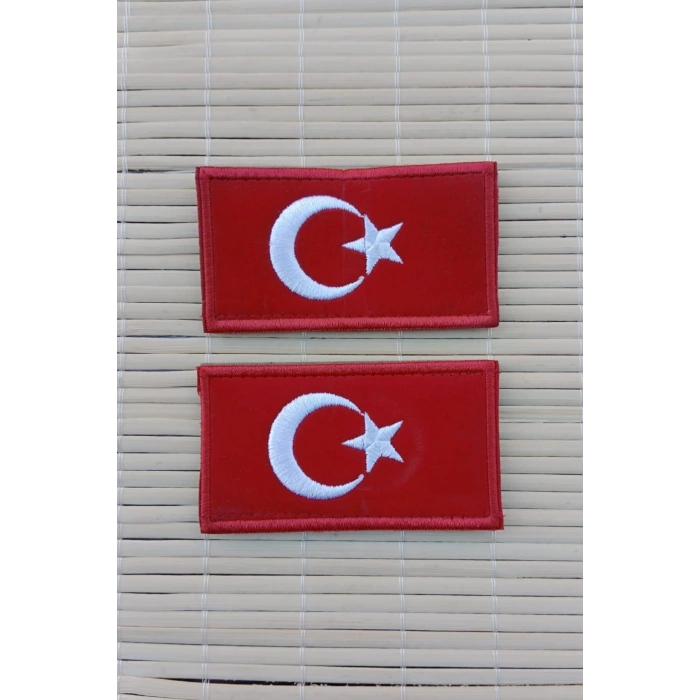 kirmizi kadife zemin ayyildiz nakis islemeli patch arma pec