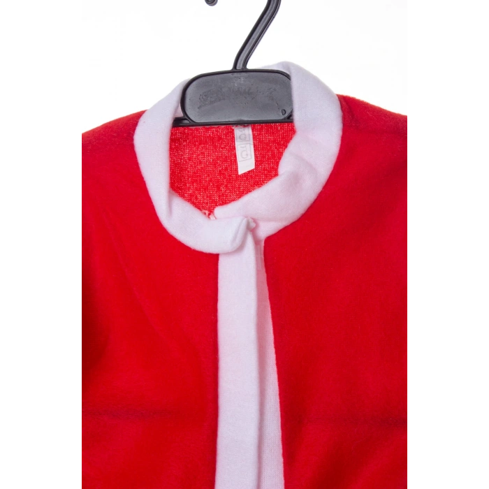 kirmizi renkli bereli kemerli kaliteli uzun kollu noel baba detayli unisex kostum