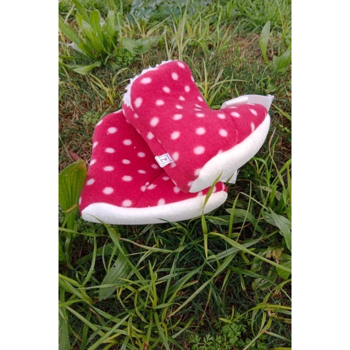 kirmizi renkli fiyonklu beyaz tasli model ici pamuklu organik hafif taban ortopedik cocuk bebek ilkadim patik panduf