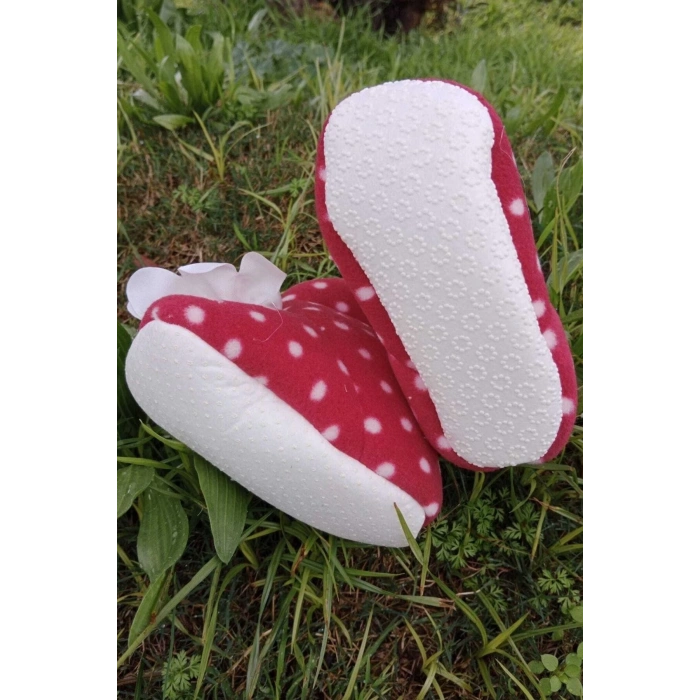 kirmizi renkli fiyonklu cicekli pembe beyaz gul modeli dantelli ici pamuklu organik hafif taban ortopedik cocuk bebek ilkadim patik panduf