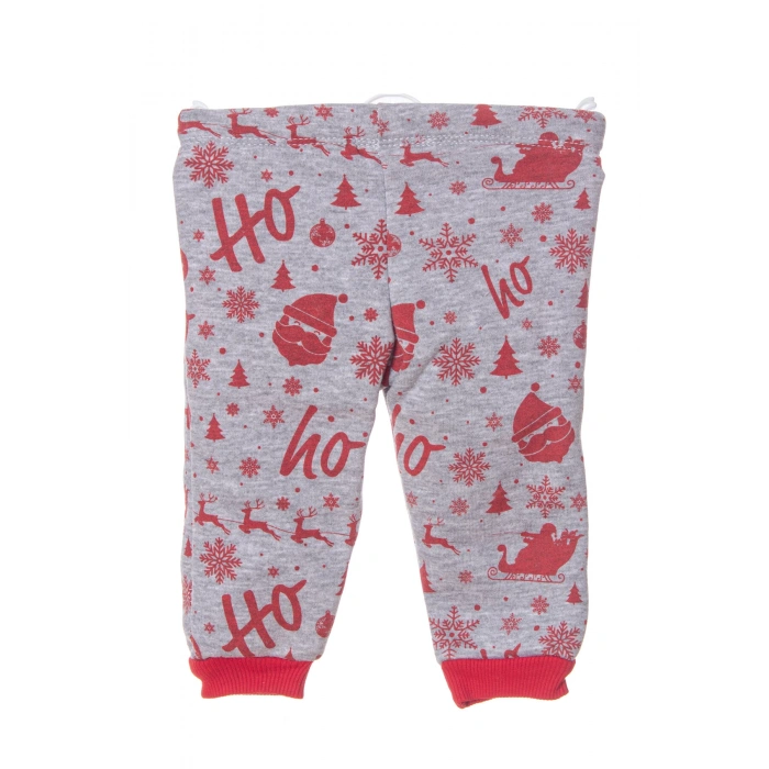 kirmizi renkli geyikli baskili nakisli pamuklu uzun kollu alt ust cocuk takim