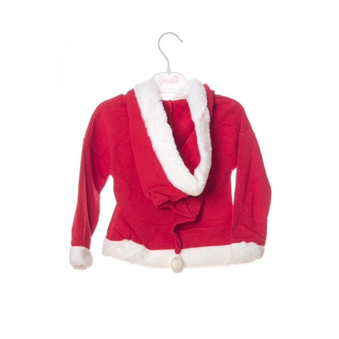 kirmizi renkli happy new year baskili nakisli kapusonlu pamuklu uzun kollu alt ust cocuk takim