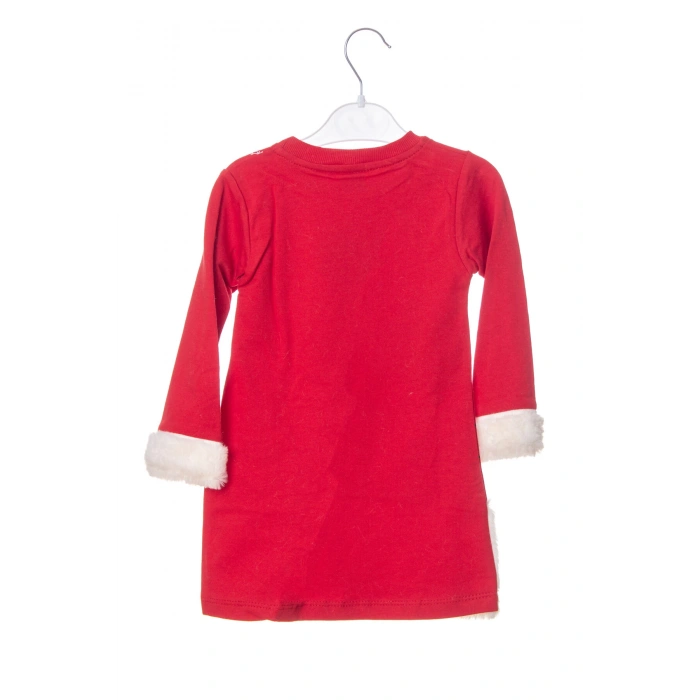 kirmizi renkli noel baba baskili nakisli pamuklu uzun kollu cocuk sweatshirt