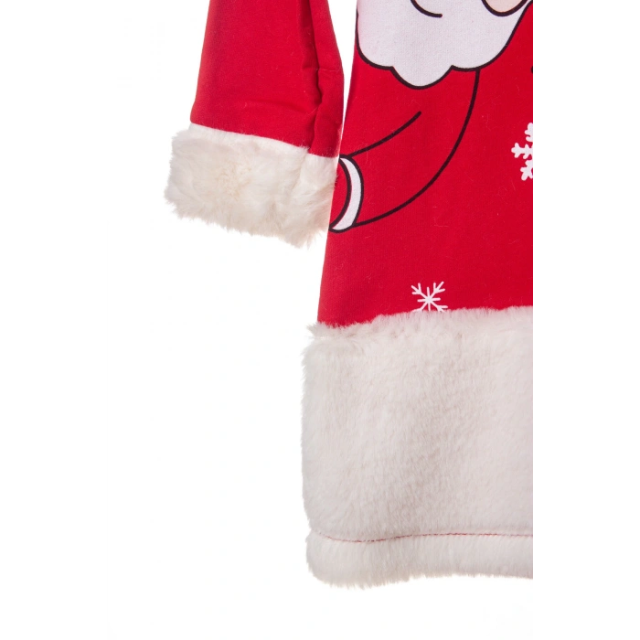 kirmizi renkli noel baba baskili nakisli pamuklu uzun kollu cocuk sweatshirt