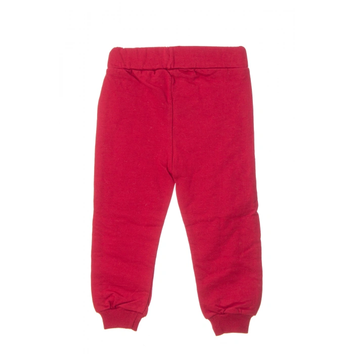 kirmizi renkli noel baba baskili nakisli pamuklu uzun kollu kapusonlu alt ust cocuk takim