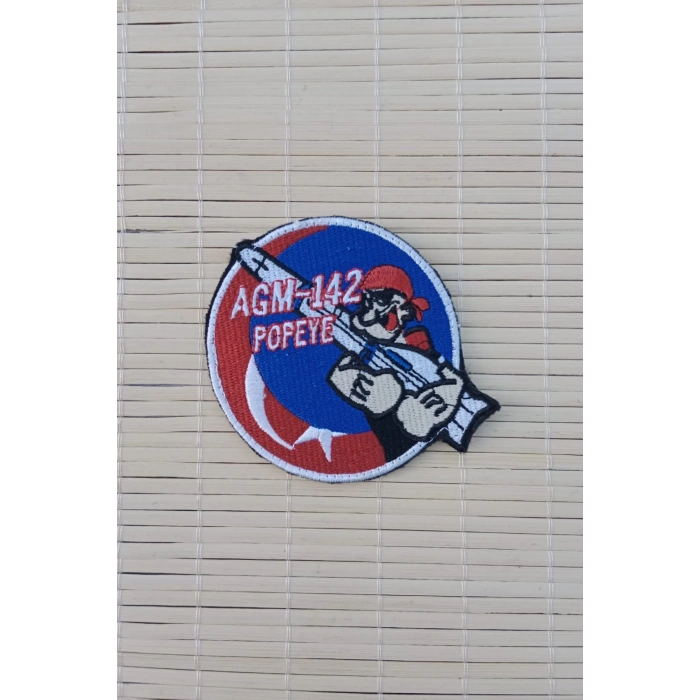 kirmizi zemin nakis islemeli agm 142 popeye arma pec patch