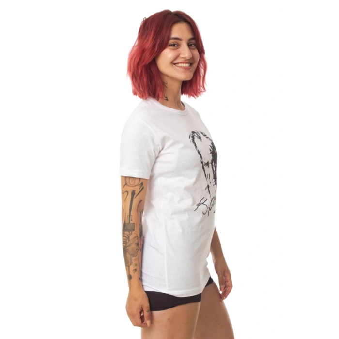 kisa kollu dijital baskili siyah beyaz ataturk resimli imzali tisort