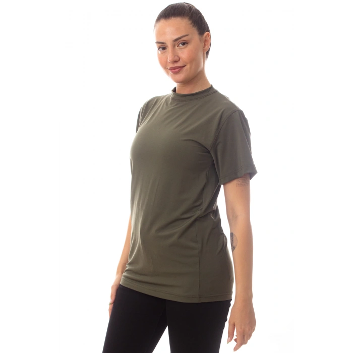 Kisa Kollu Sedef Yesili Renkli Yuvarlak Yakali Microfiber Nano Thermal iclik Tisort