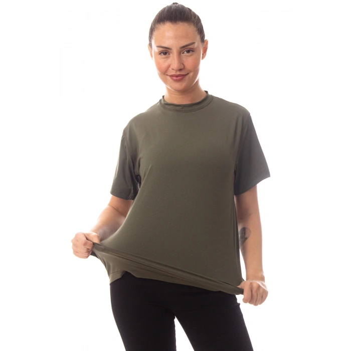 Kisa Kollu Sedef Yesili Renkli Yuvarlak Yakali Microfiber Nano Thermal iclik Tisort