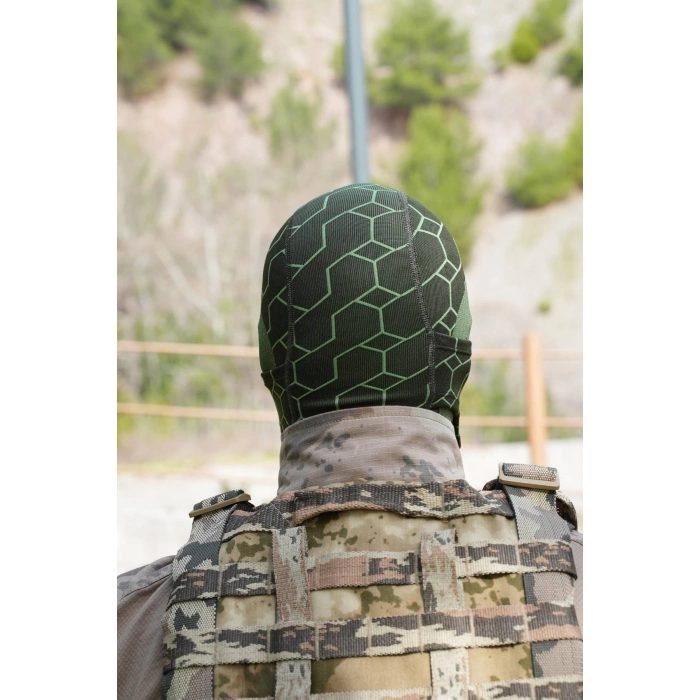 Koyu Yesil Haki Renkli Ruzgar Gecirmez Termal Balaklava Kar Maskesi