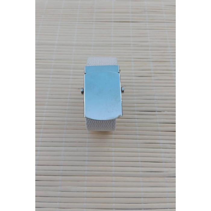 Kum Beji Renkli Metal Beyaz Tokali Deniz Kuvvetleri isbasi Harici Dokuma Kemer