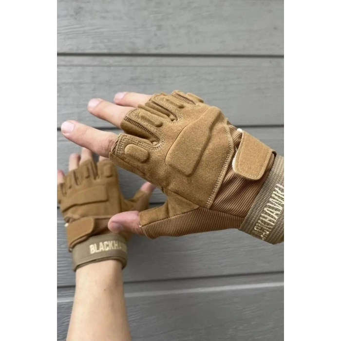 kum beji renkli blackhawk yumruk korumali esnek kesik parmak taktik eldiven