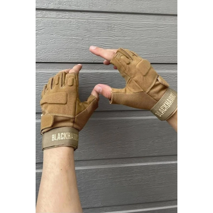 kum beji renkli blackhawk yumruk korumali esnek kesik parmak taktik eldiven