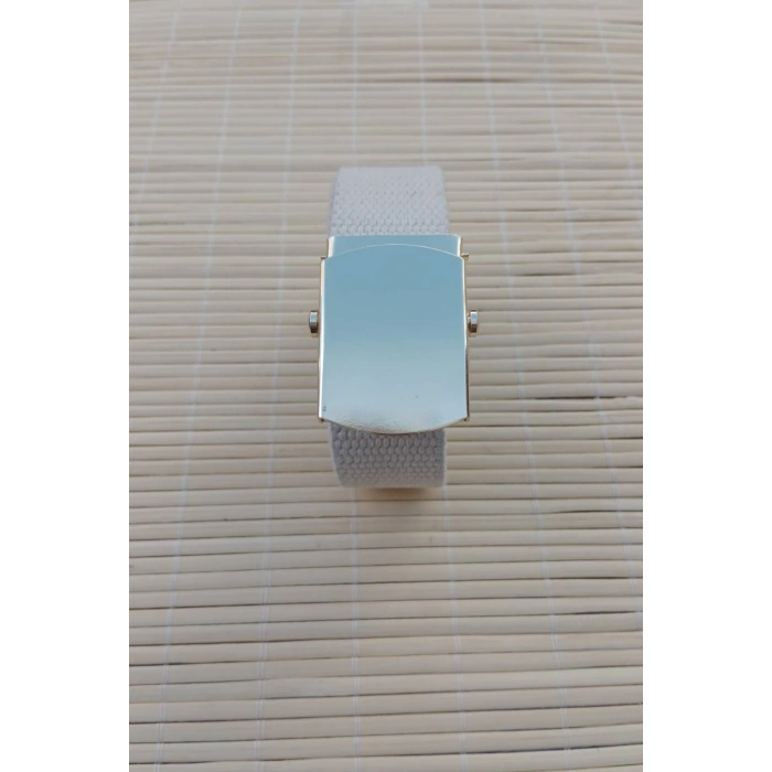 Kum Beji Renkli Metal Sari Tokali Deniz Kuvvetleri isbasi Harici Dokuma Kemer