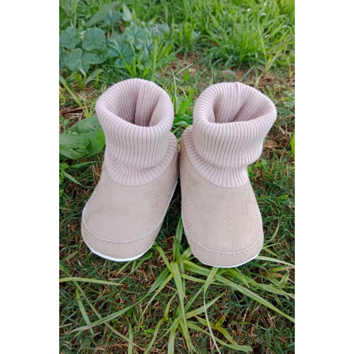 kum renkli ici pamuklu astarli corapli model organik ortopedik cocuk bebek ilkadim patik panduf ayakkabi